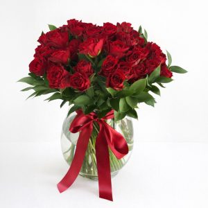 Red Roses in Vase