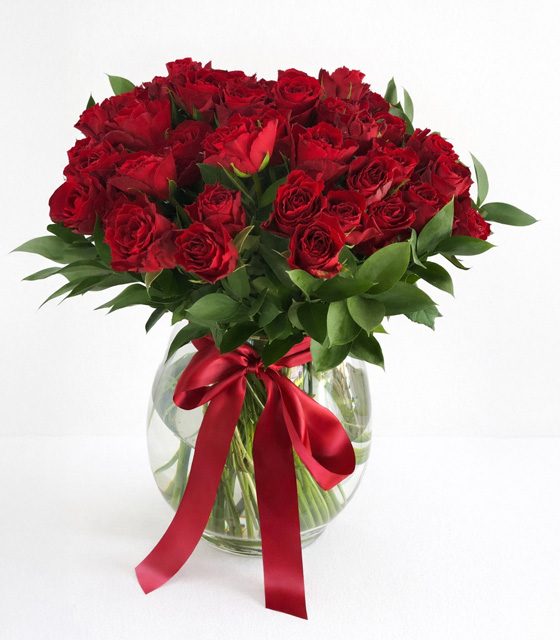 Red Roses in Vase
